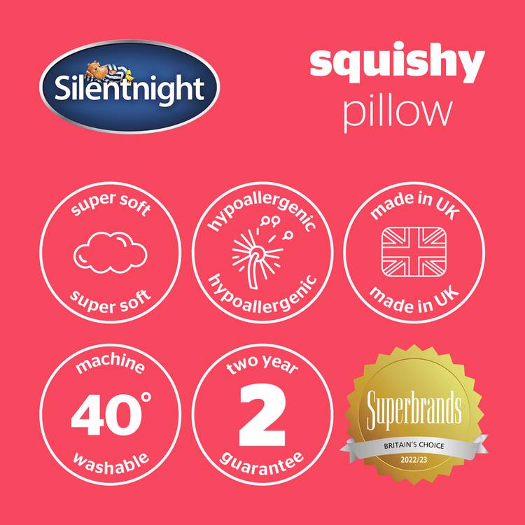 Silentnight Squishy Medium Soft pillow 74x48cm (British brand)