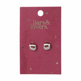 Liars & Lovers silver tone Santa stud earrings 15mm (British brand)