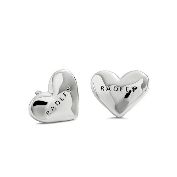 Radley silver plated hammered heart stud earrings (British brand)