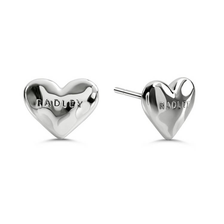 Radley silver plated hammered heart stud earrings (British brand)