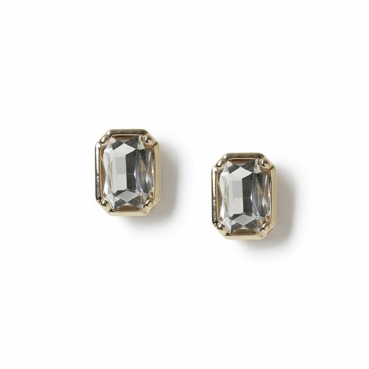 Freedom gold-tone crystal stone stud earrings, imported from the UK