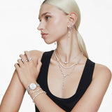 Swarovski rhodium-plated crystal pearl Y necklace 38cm - British product
