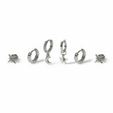 Freedom silver star moon earrings set of 6 - British product