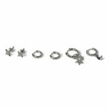 Freedom silver star moon earrings set of 6 - British product