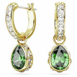 Swarovski drop hoop earrings with emerald crystal, imported from the UK