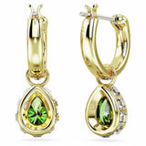 Swarovski drop hoop earrings with emerald crystal, imported from the UK