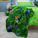 Argos Minecraft Levels Fleece Throw Blanket - Green - 150x100cm- Buy online at McGrocer