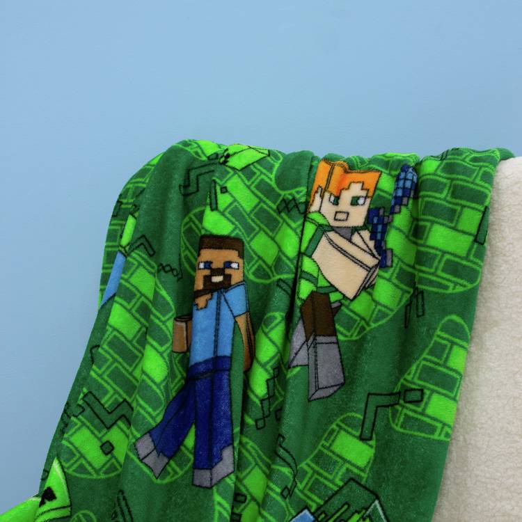 Minecraft fleece throw green design 150x100cm, UK version