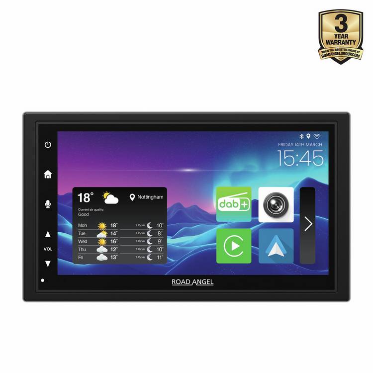 Road Angel 7-inch car stereo with Apple CarPlay and Android Auto - British product