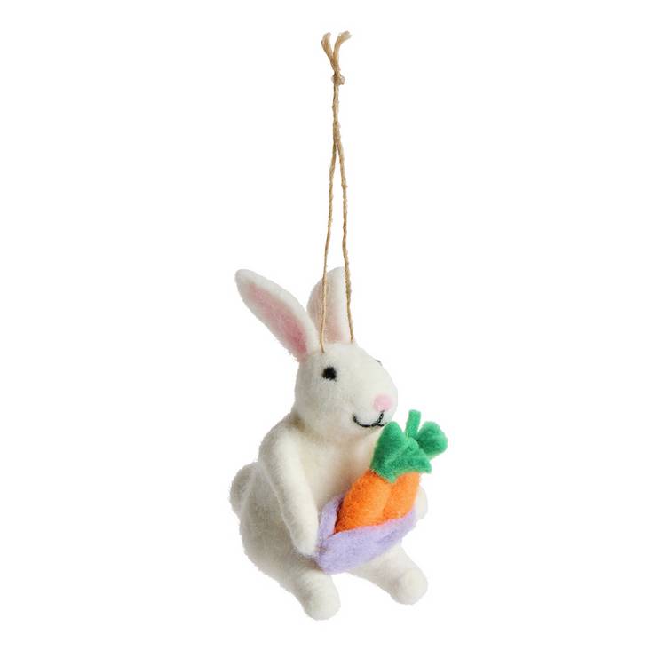 Argos Home handcrafted felt bunny ornament with carrot - British product