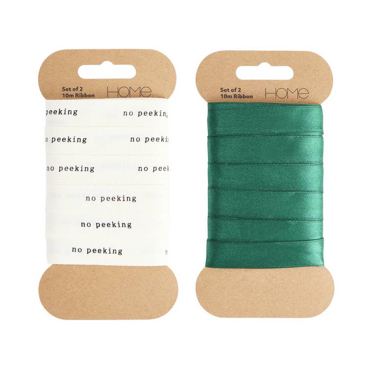 Argos Home green satin and no peeking ribbon set - British product