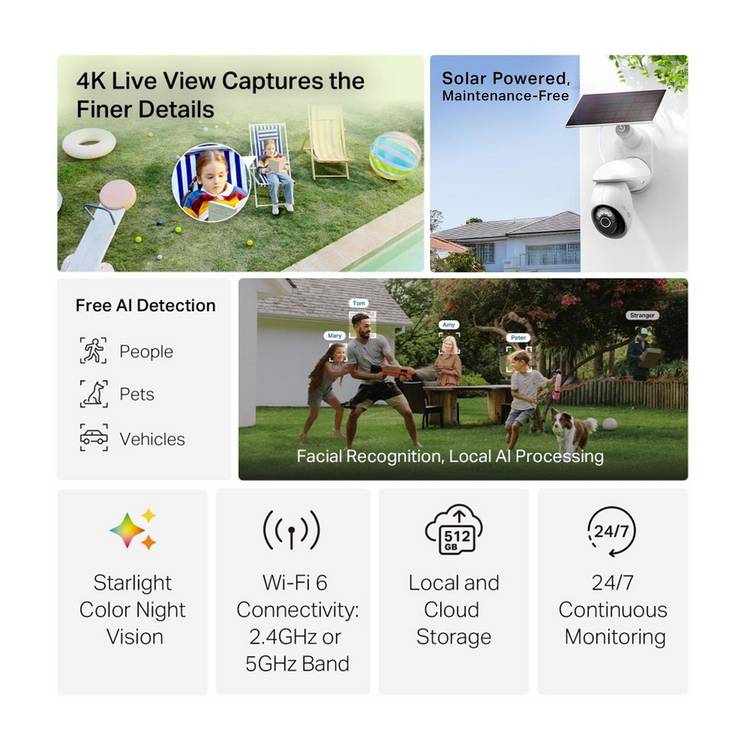 Tapo C660 4K solar-powered pan tilt security camera kit - British product