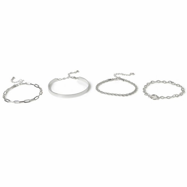 Liars & Lovers silver wristwear set with paperclip chain and bangles (British brand)