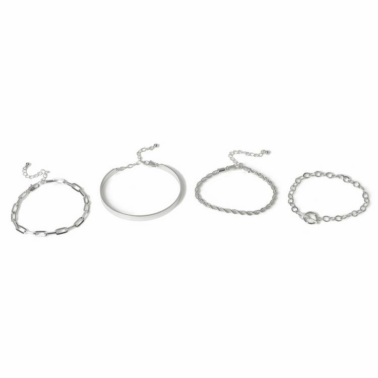 Liars & Lovers silver wristwear set with paperclip chain and bangles (British brand)
