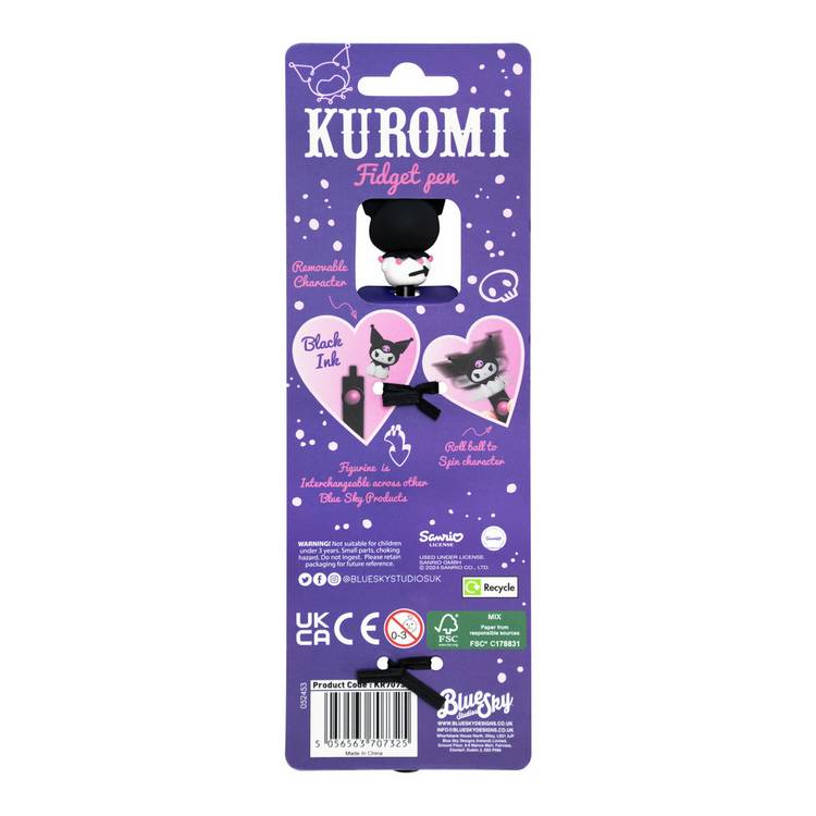 Sanrio Kuromi Fidget Pen with figurine, UK version