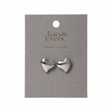 Liars & Lover heart stud earrings silver-tone 21mm, imported from the UK
