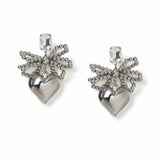 Argos Freedom Silver Gunmetal Bow and Heart Drop Earrings- Buy online at McGrocer