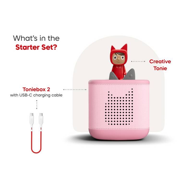 tonies Pink Toniebox2 Starter Set and Creative Tonie audio player - British product