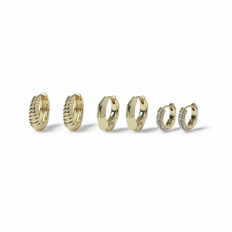 Freedom gold tone hoop earrings set of 3 pairs - British product