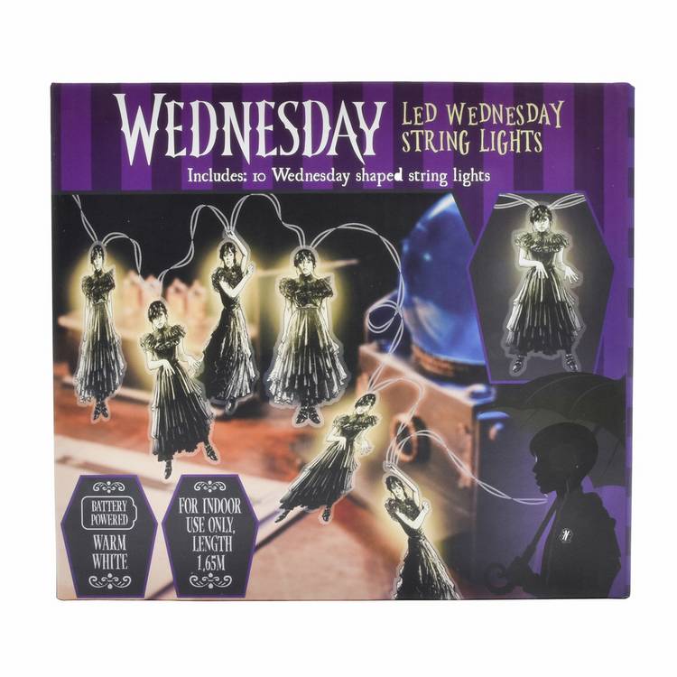 Wednesday Dance Pose multi coloured LED string lights, imported from the UK