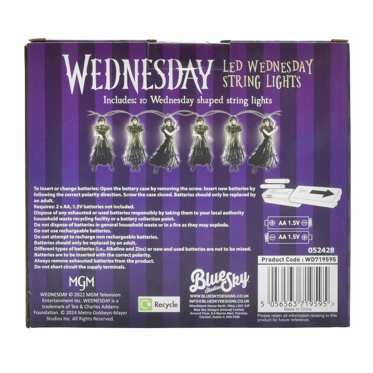 Wednesday Dance Pose multi coloured LED string lights, imported from the UK