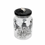 Wednesday Addams glass jar with printed quote and dance pose - British product