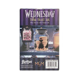 Wednesday Addams glass jar with printed quote and dance pose - British product
