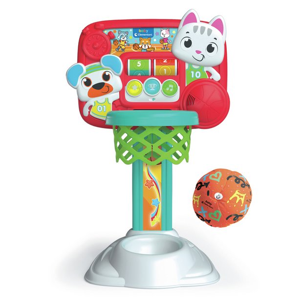 Baby Clementoni interactive basketball hoop toy with fabric ball - British product