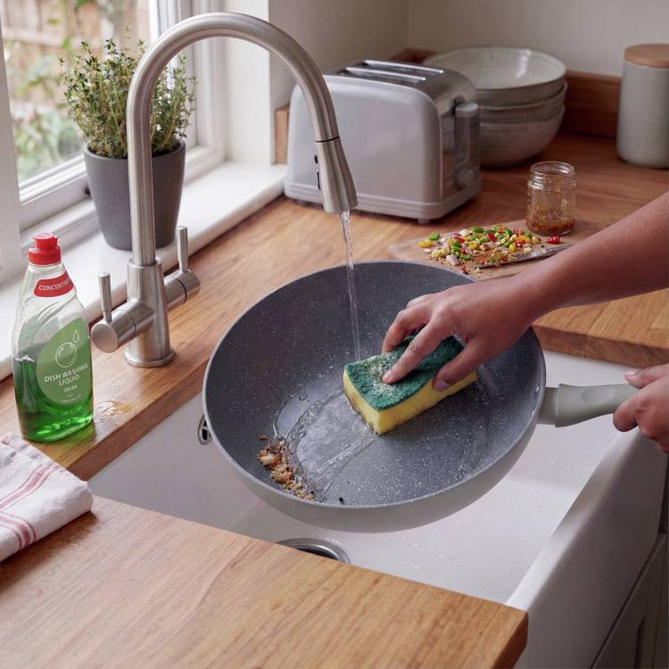 Russell Hobbs 28cm grey marble aluminium wok, imported from the UK