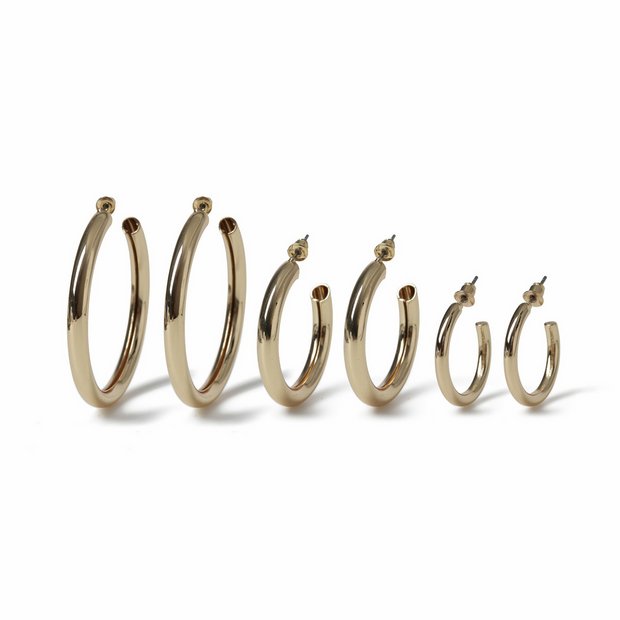 Freedom gold tone hoop earrings set of 6, UK version
