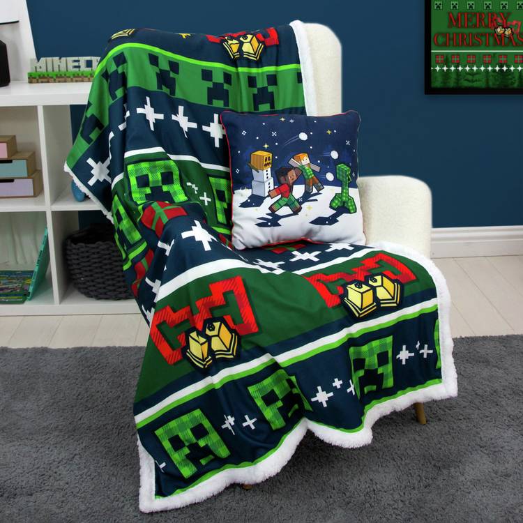 Minecraft Christmas reversible cushion 40x40cm (British brand)