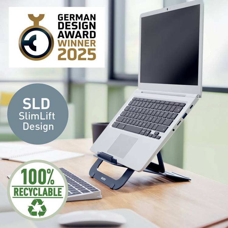 Leitz Ergo Aluminium Laptop Stand Dark Grey, imported from the UK