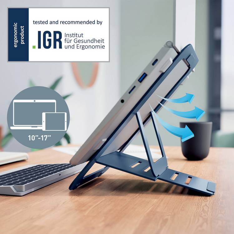 Leitz Ergo Aluminium Laptop Stand Dark Grey, imported from the UK