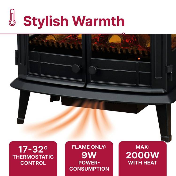 Dimplex Emberly electric stove 2kW black, imported from the UK