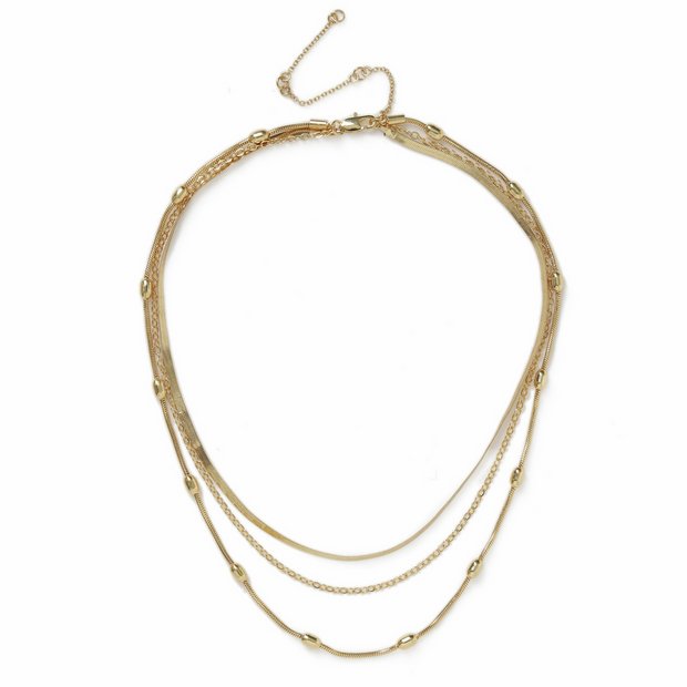 Liars & Lovers gold-plated multilayer snake chain necklace 45cm - British product