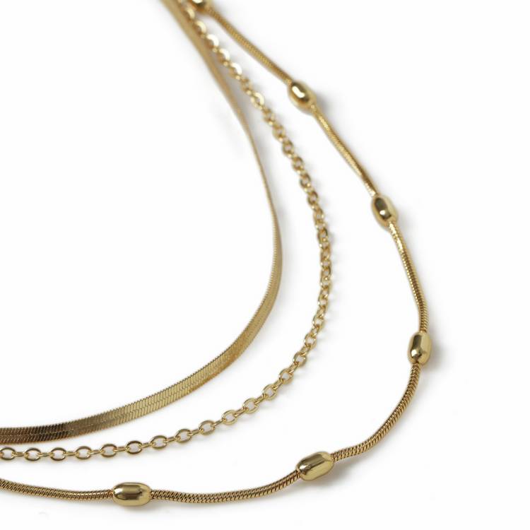 Liars & Lovers gold-plated multilayer snake chain necklace 45cm - British product