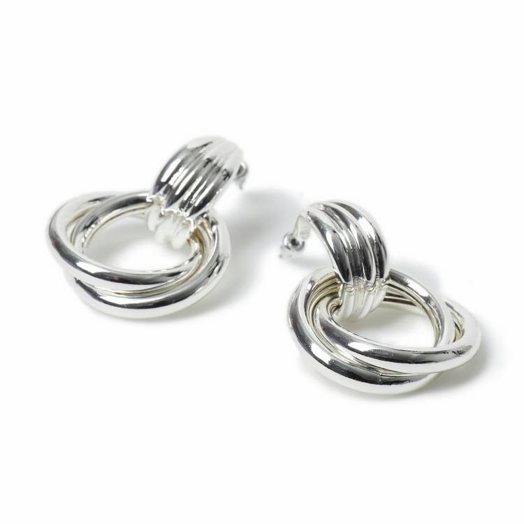 Freedom silver-tone chunky interlock earrings 40mm, imported from the UK