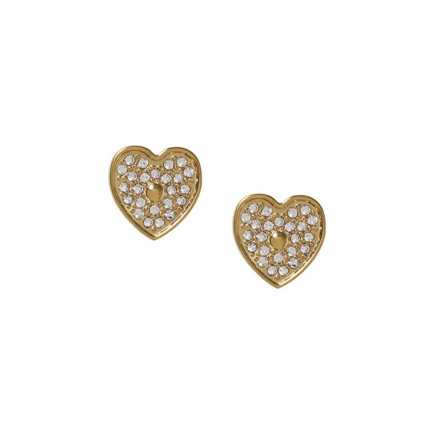 Liars & Lovers heart stud earrings with crystals 13mm - British product