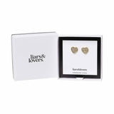 Liars & Lovers heart stud earrings with crystals 13mm - British product