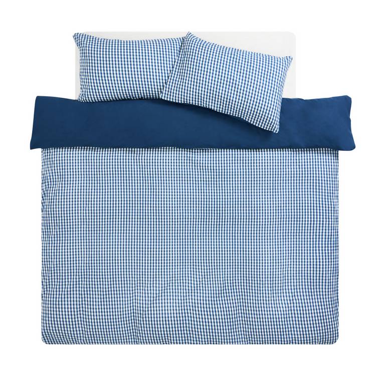 Habitat gingham seersucker navy bedding set single, imported from the UK