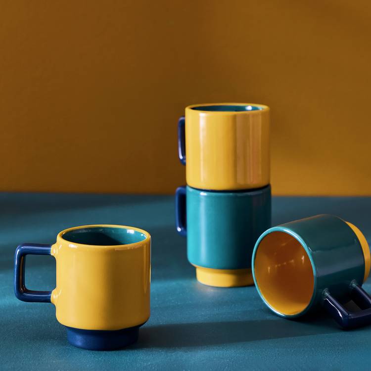Habitat Colour Block Stacking Espresso Mugs set of 4, UK version