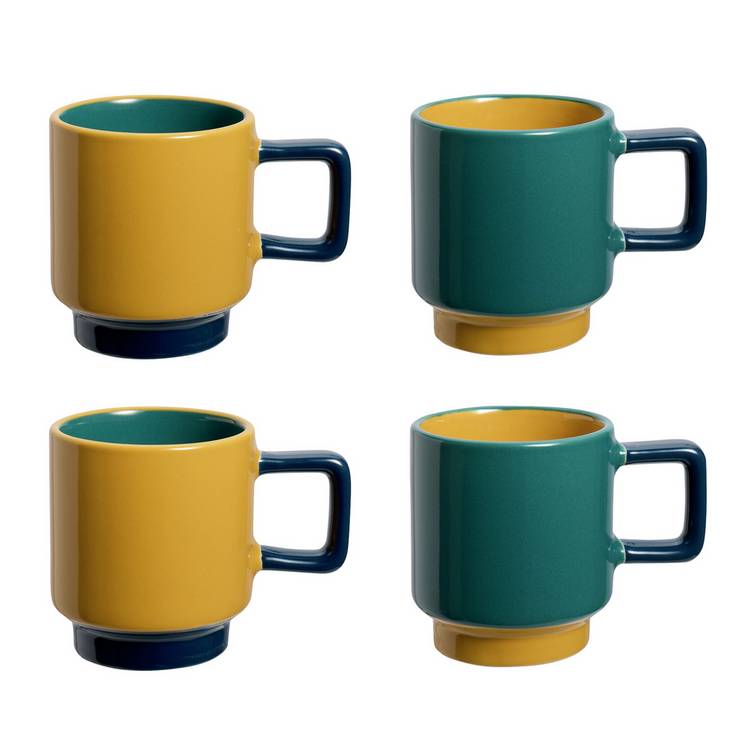 Habitat Colour Block Stacking Espresso Mugs set of 4, UK version