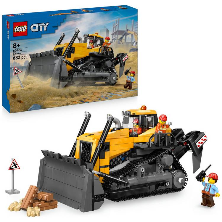 LEGO City Yellow Bulldozer construction toy building set, imported from the UK