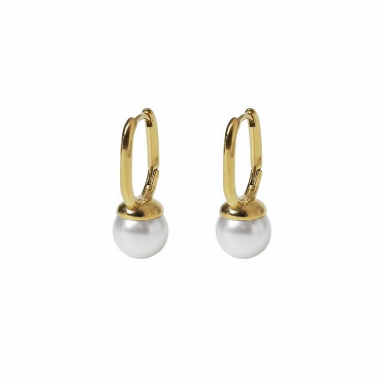 Liars & Lovers pearl drop hoop earrings gold tone, UK version