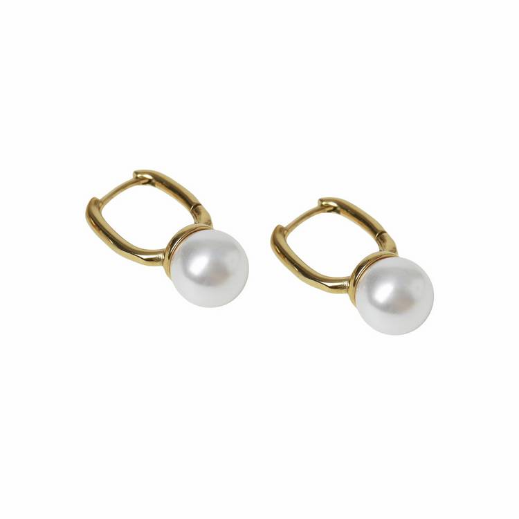 Liars & Lovers pearl drop hoop earrings gold tone, UK version