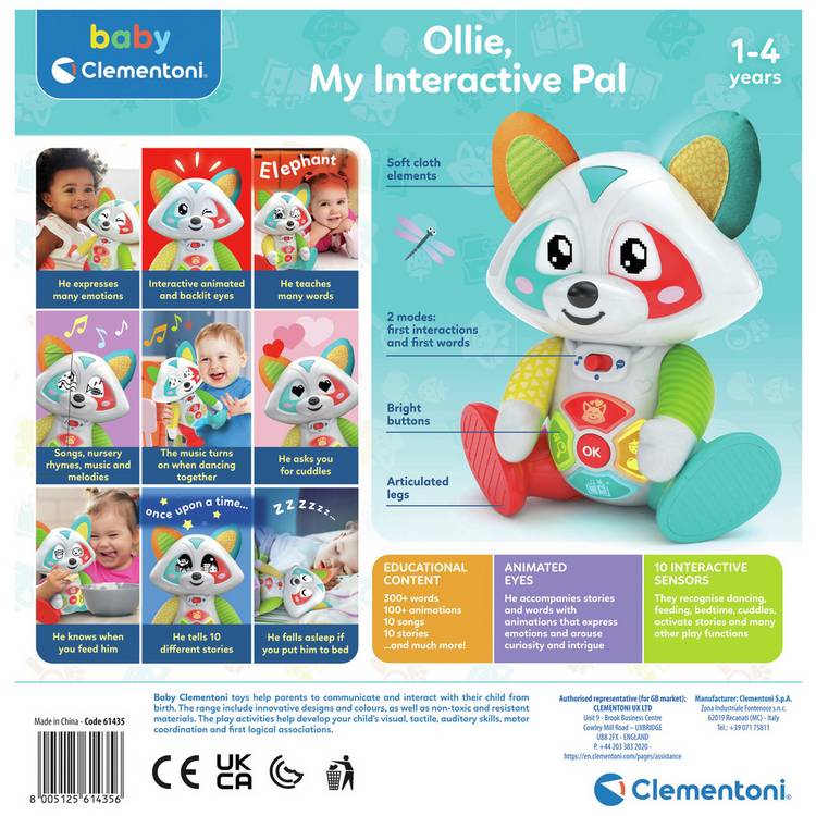 Clementoni Ollie interactive pal with animated eyes, UK version