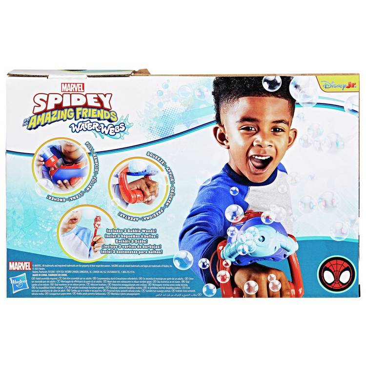 Marvel Spidey Bubble Blaster toy with bubble wands (British brand)