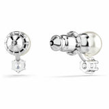 Swarovski rhodium plated crystal pearl matrix stud earrings 10mm drop - British product