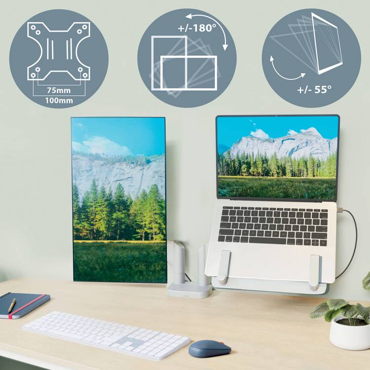 Leitz Ergo monitor laptop arm light grey adjustable, imported from the UK