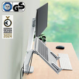 Leitz Ergo monitor laptop arm light grey adjustable, imported from the UK